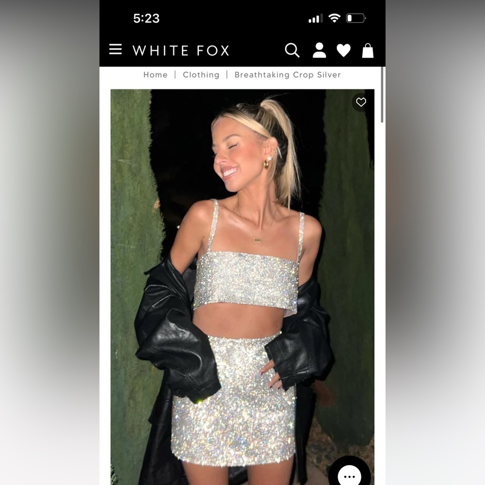 WhiteFox Boutique Silver Crop top